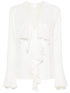 Givenchy 4G Monogram Silk Ruffled Blouse White