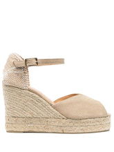 Castañer Bianca Raffia Wedge Espadrilles Beige