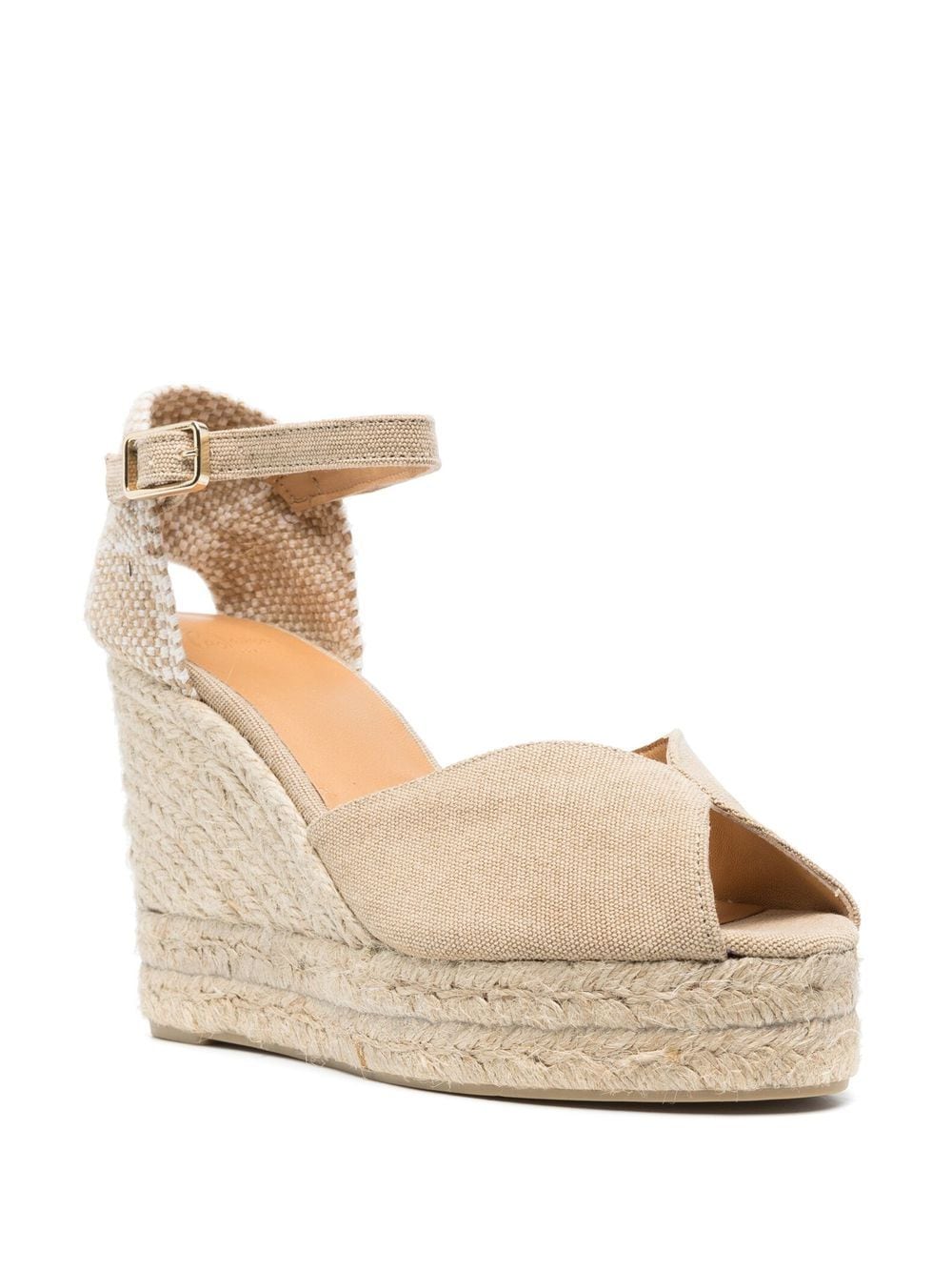 Castañer Bianca Raffia Wedge Espadrilles Beige