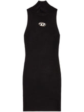 Diesel Ribbed Knit Oval D Mini Dress Black