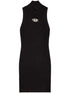 Diesel Ribbed Knit Oval D Mini Dress Black