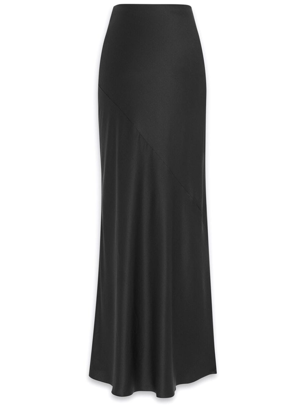 Saint Laurent High-Waisted Silk Crepe Bias-Cut Long Skirt Black