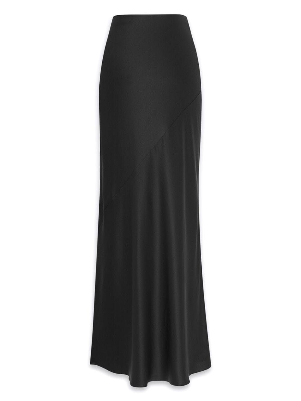Saint Laurent High-Waisted Silk Crepe Bias-Cut Long Skirt Black