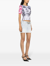 Diesel Oval D Logo-Buckle Low-Rise Denim Mini Skirt Denim Denim