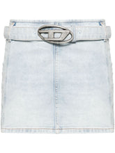 Diesel Oval D Logo-Buckle Low-Rise Denim Mini Skirt Denim Denim