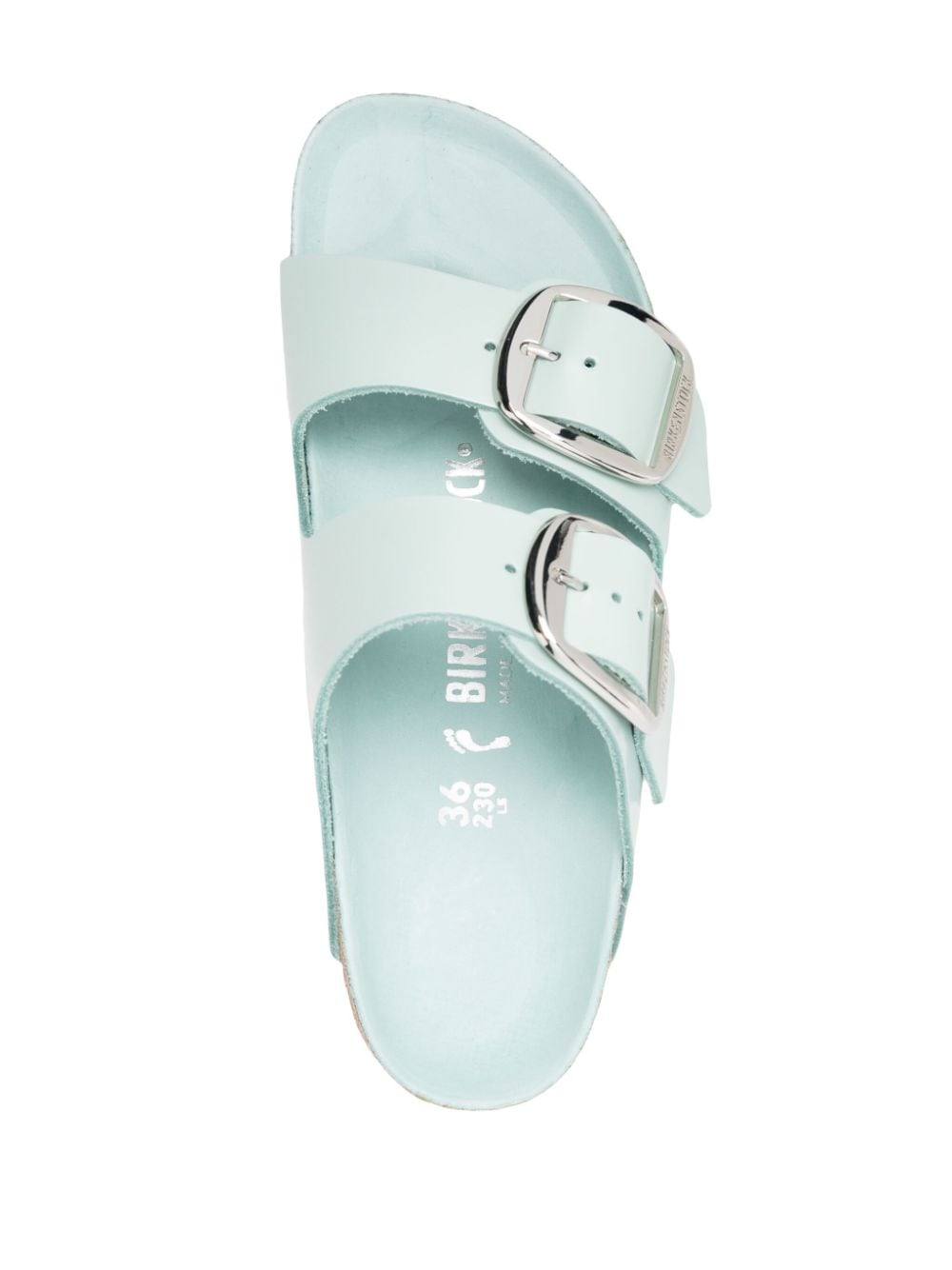 Birkenstock Arizona Big Buckle high-shine leather sandals aqua green