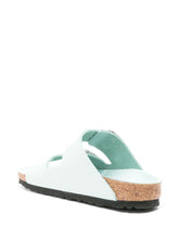 Birkenstock Arizona Big Buckle high-shine leather sandals aqua green