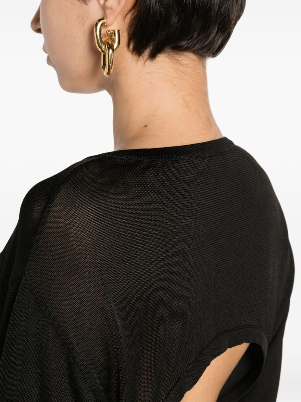 Saint Laurent Open-Back Knitted Semi-Sheer Midi Dress Black