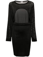 Saint Laurent Open-Back Knitted Semi-Sheer Midi Dress Black