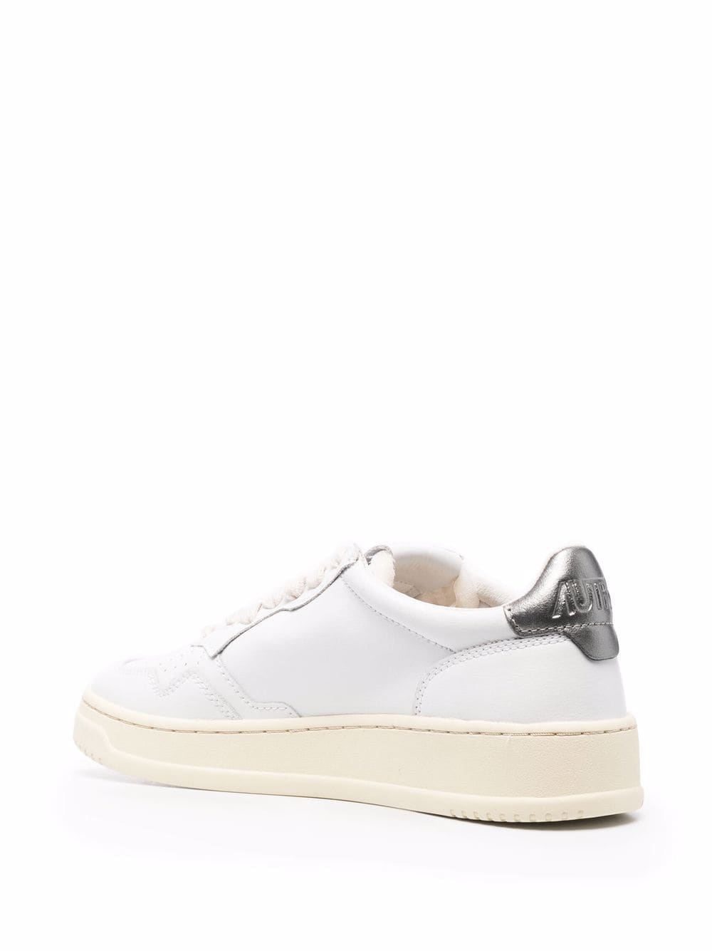 Autry Medalist Low White and Silver Leather Sneakers Silver