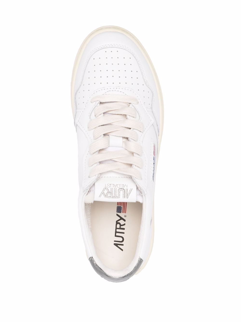 Autry Medalist Low White and Silver Leather Sneakers Silver