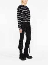 Balenciaga Logo-Intarsia Wool-Blend Cropped Sweater Black black