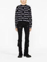 Balenciaga Logo-Intarsia Wool-Blend Cropped Sweater Black black