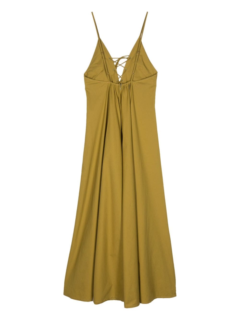 Forte Forte Khaki Cotton Jacquard Maxi Dress with Adjustable Straps khaki