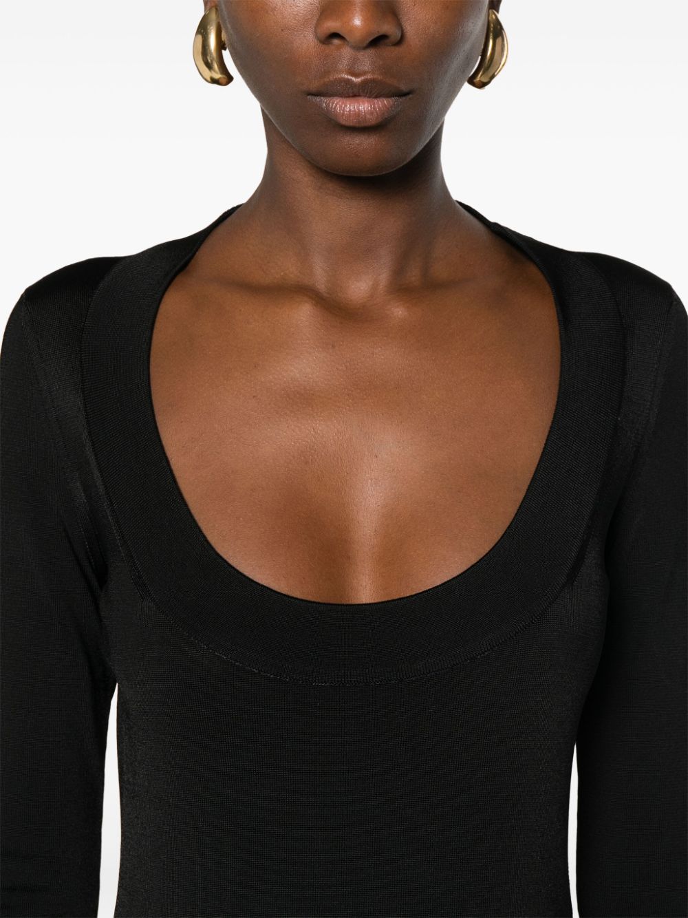 Saint Laurent Ribbed Stretch-Knit Scoop-Neck Mini Dress Black