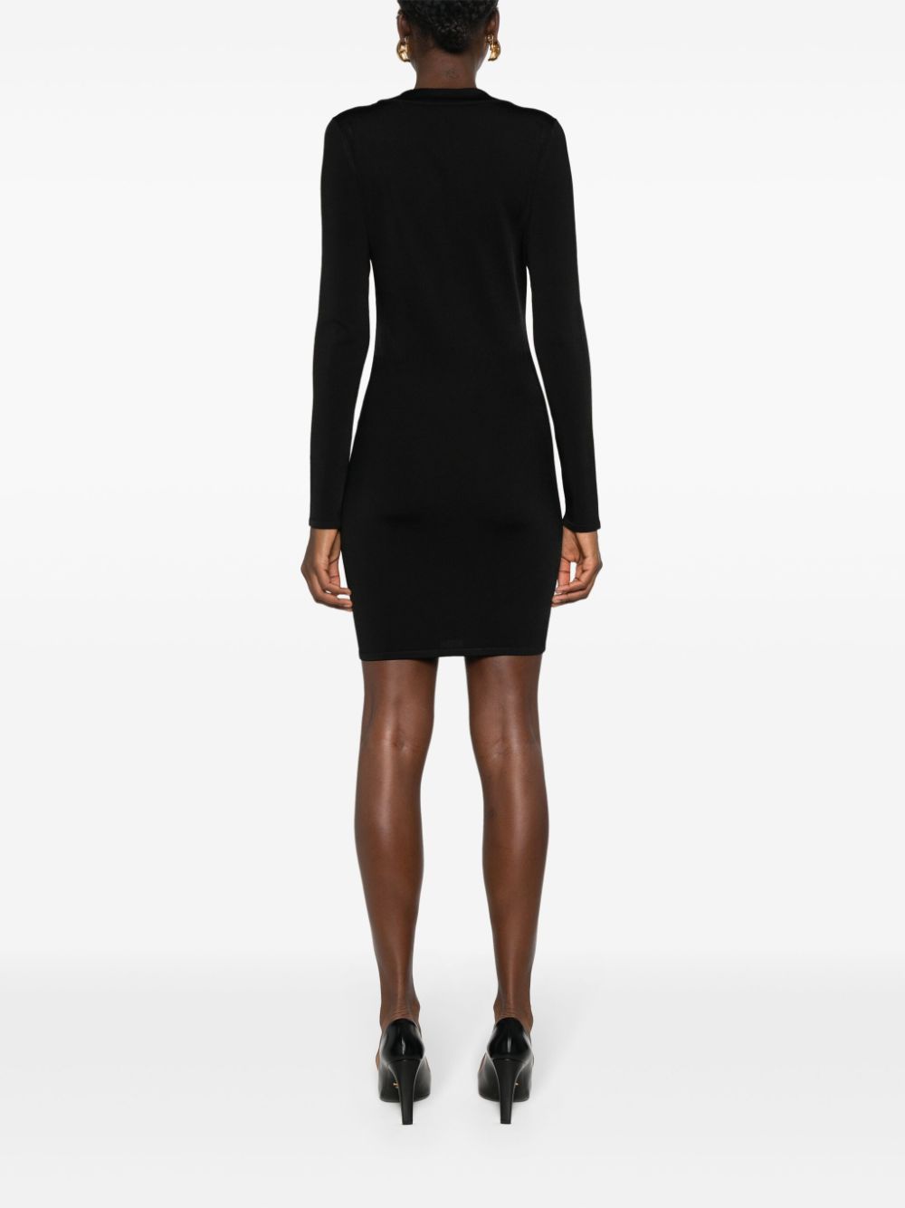 Saint Laurent Ribbed Stretch-Knit Scoop-Neck Mini Dress Black