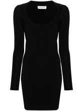 Saint Laurent Ribbed Stretch-Knit Scoop-Neck Mini Dress Black