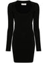 Saint Laurent Ribbed Stretch-Knit Scoop-Neck Mini Dress Black