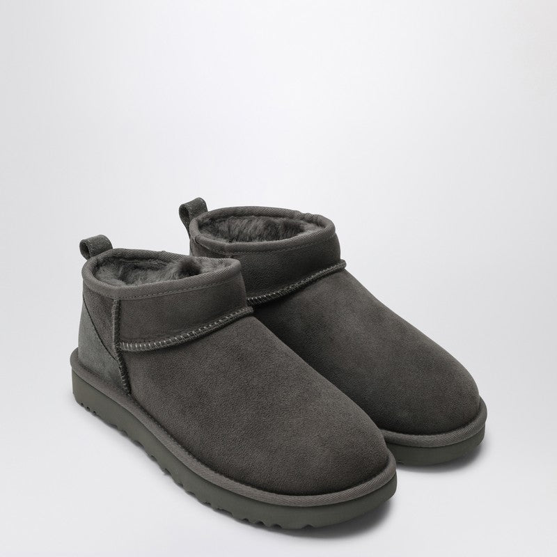 Ugg Classic Ultra Mini Grey Suede Ankle Boots Grey