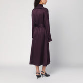 Victoria Beckham Eggplant Single-Breasted Trench Coat in Burgundy
