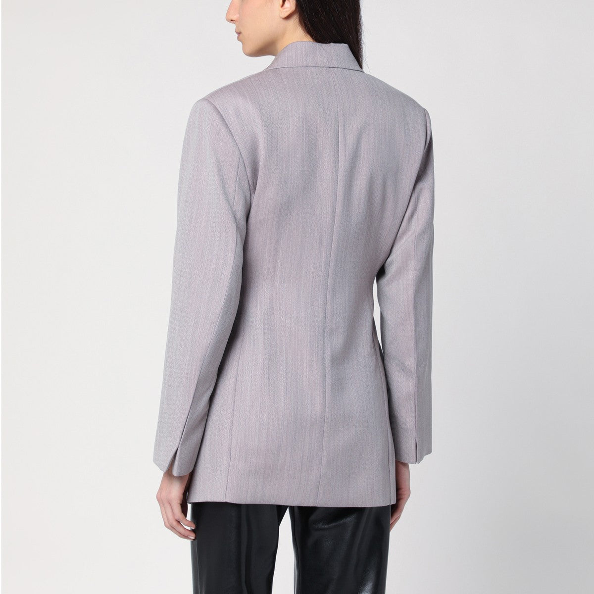 Victoria Beckham Light Grey Wool Belted Jacket grey