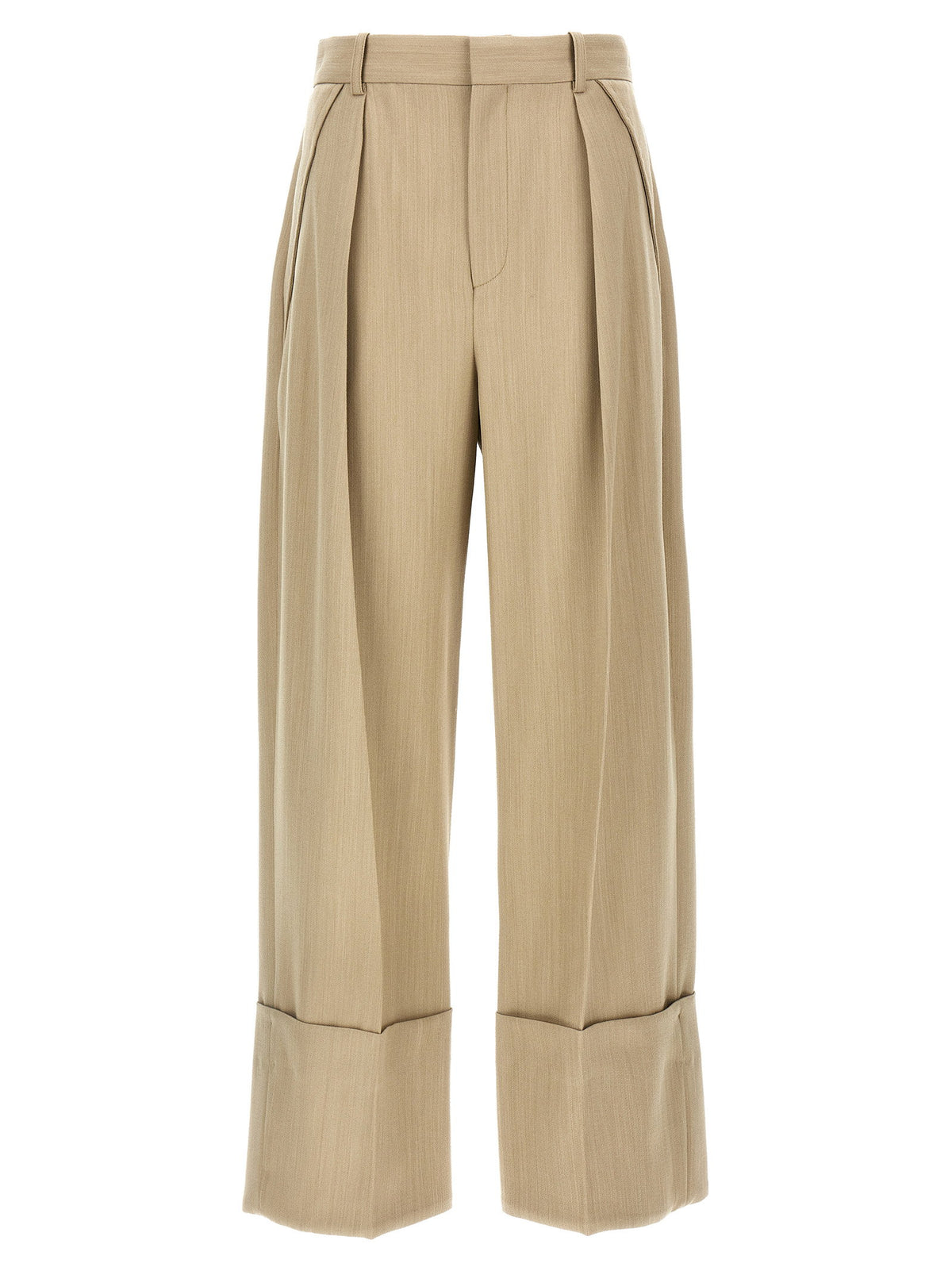 Victoria Beckham Maxi Turn-up Pants Beige