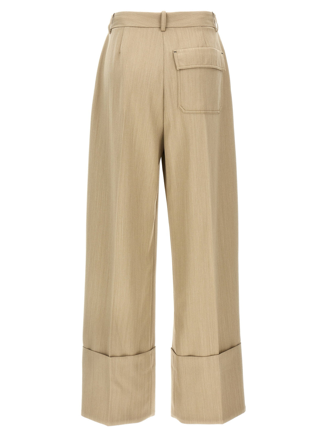 Victoria Beckham Maxi Turn-up Pants Beige