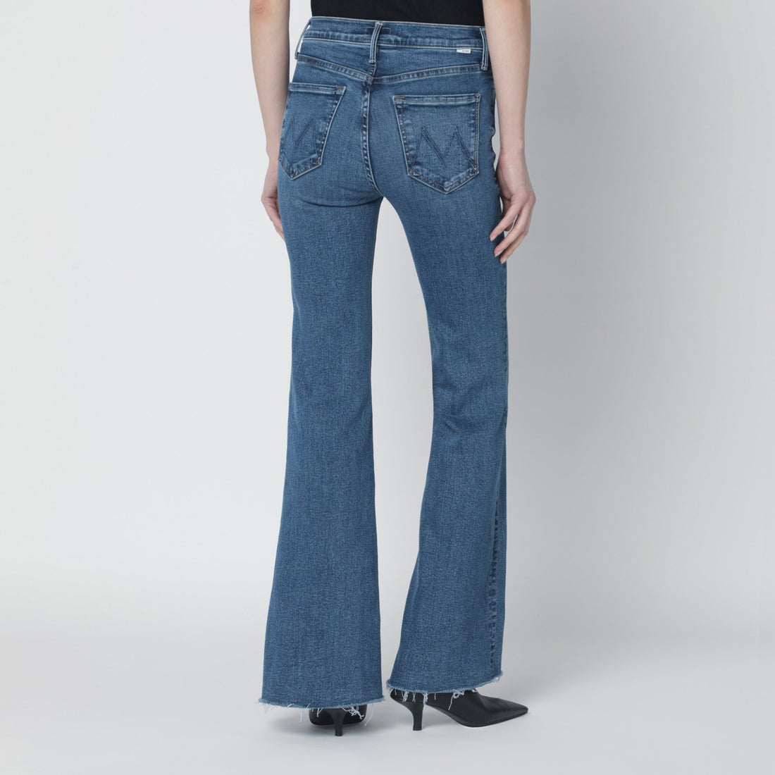 Mother Doozy Sneak Fray Flared Jeans Blue