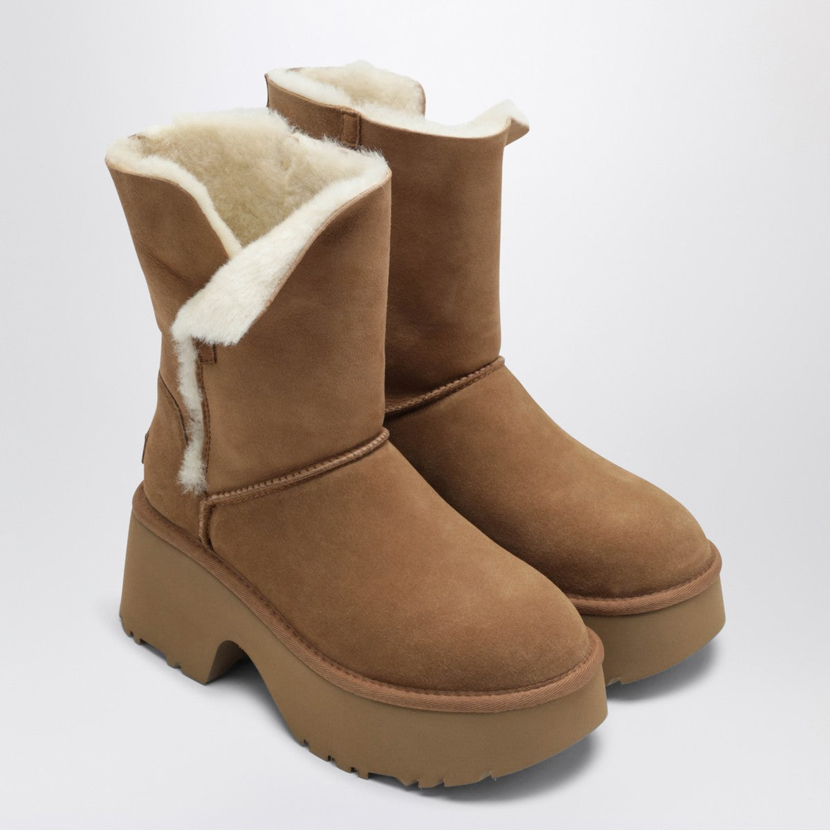 Ugg Classic Esmee Shearling Leather Foldover Boots Brown
