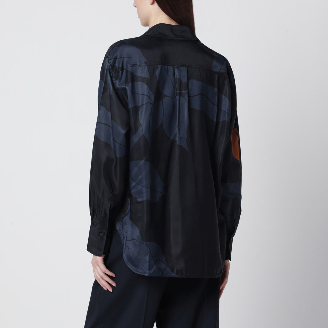 Victoria Beckham Floral Pattern Navy Shirt Blue