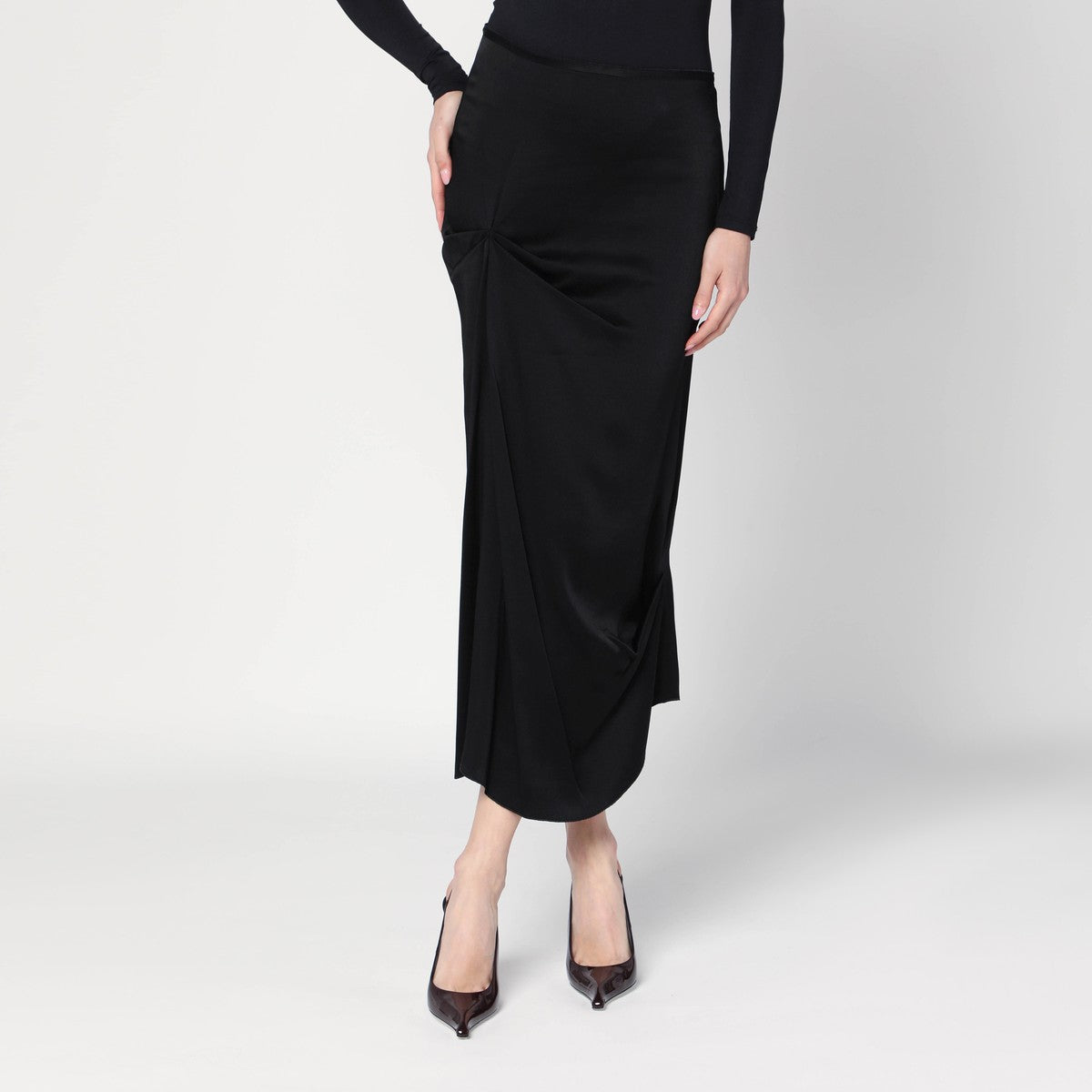 Victoria Beckham Draped Midi Skirt Black black