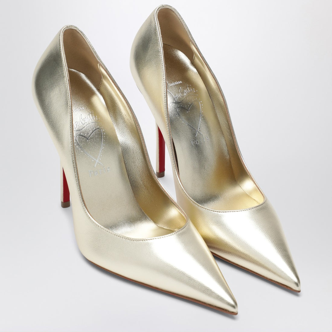Christian Louboutin Miss Z Silver Laminated Nappa Leather Pumps Metal