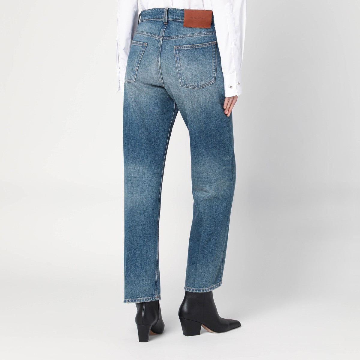 Victoria Beckham Bearnie high-rise faded blue jeans Blue