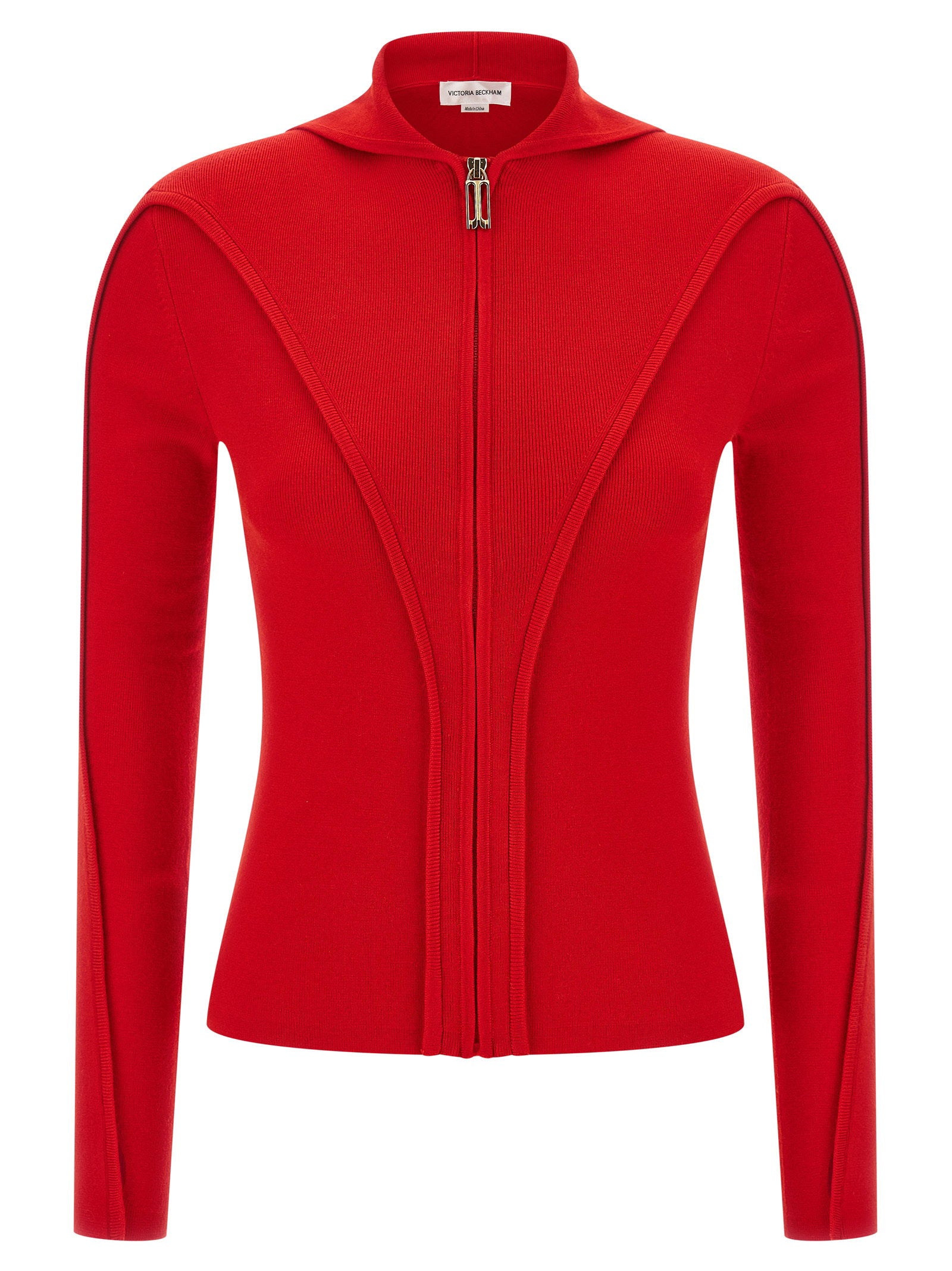 Victoria Beckham Hooded Cardigan Red