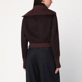 Victoria Beckham Brown Wool and Cashmere Zip-Up Cardigan Brown