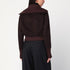 Victoria Beckham Brown Wool and Cashmere Zip-Up Cardigan Brown