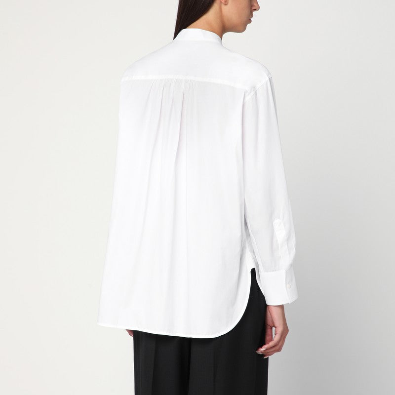 Victoria Beckham Mandarin-Collar Organic Cotton Shirt White White