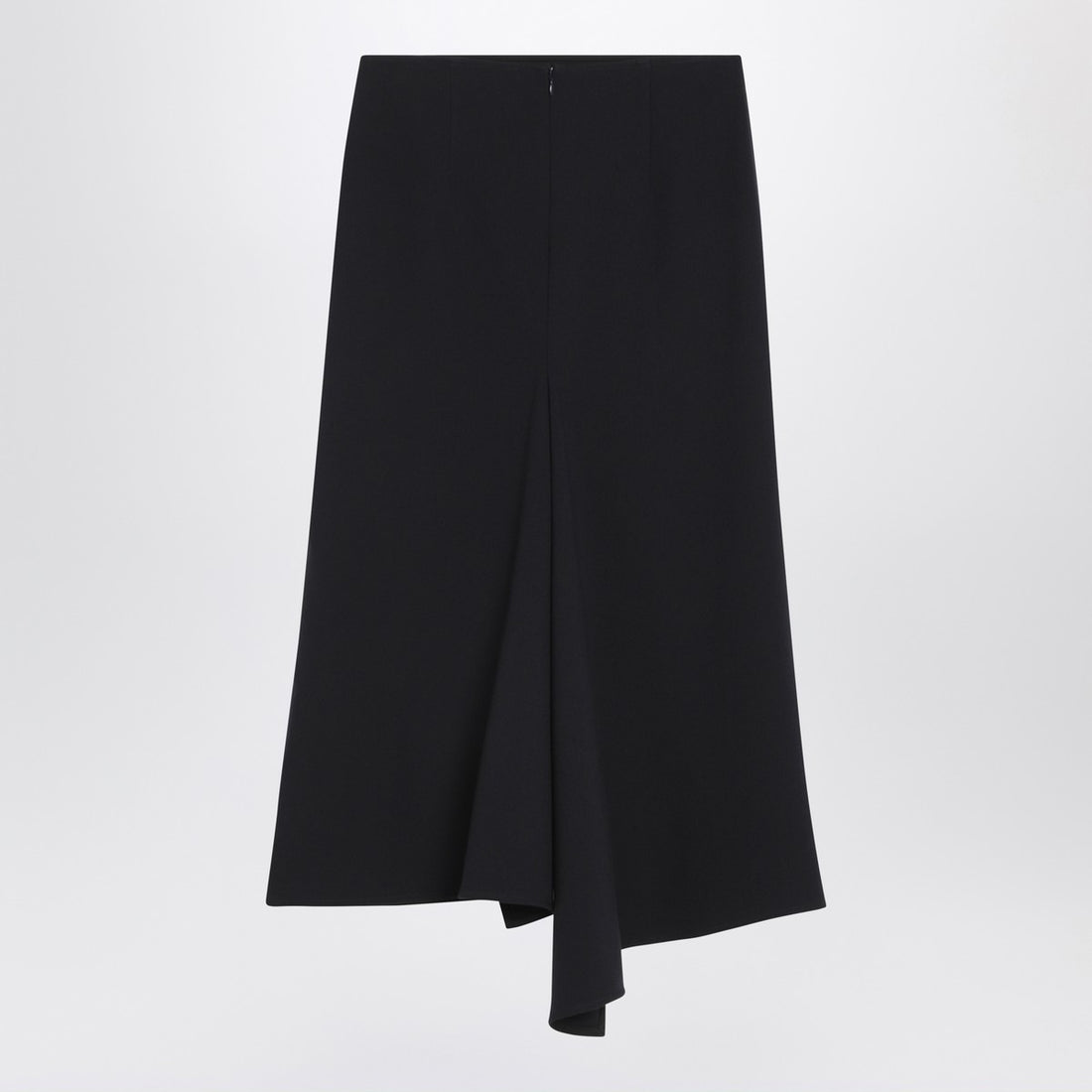 Victoria Beckham Navy Wool-Blend Midi Skirt with Asymmetrical Hem Blue
