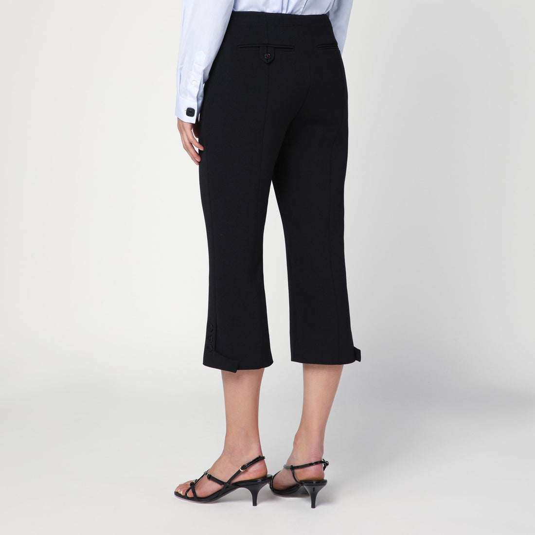 Victoria Beckham Cropped Wool-Blend Tailored Trousers Black