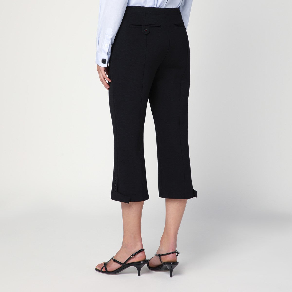 Victoria Beckham Cropped Wool-Blend Tailored Trousers Black