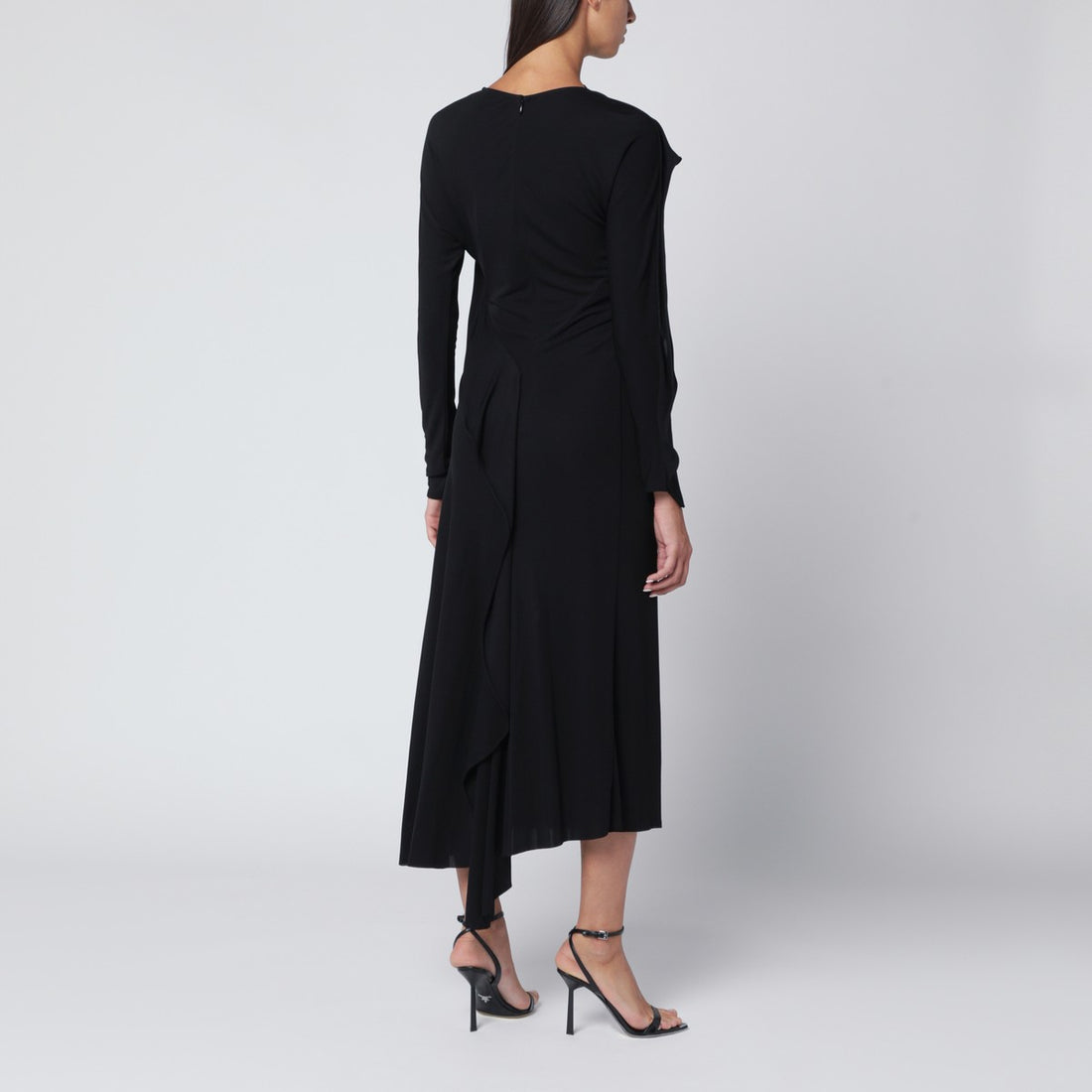 Victoria Beckham Draped Jersey Midi Dress Black