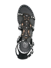 Ash Sandals in Black Embroidered Leather with Silver Studs Black