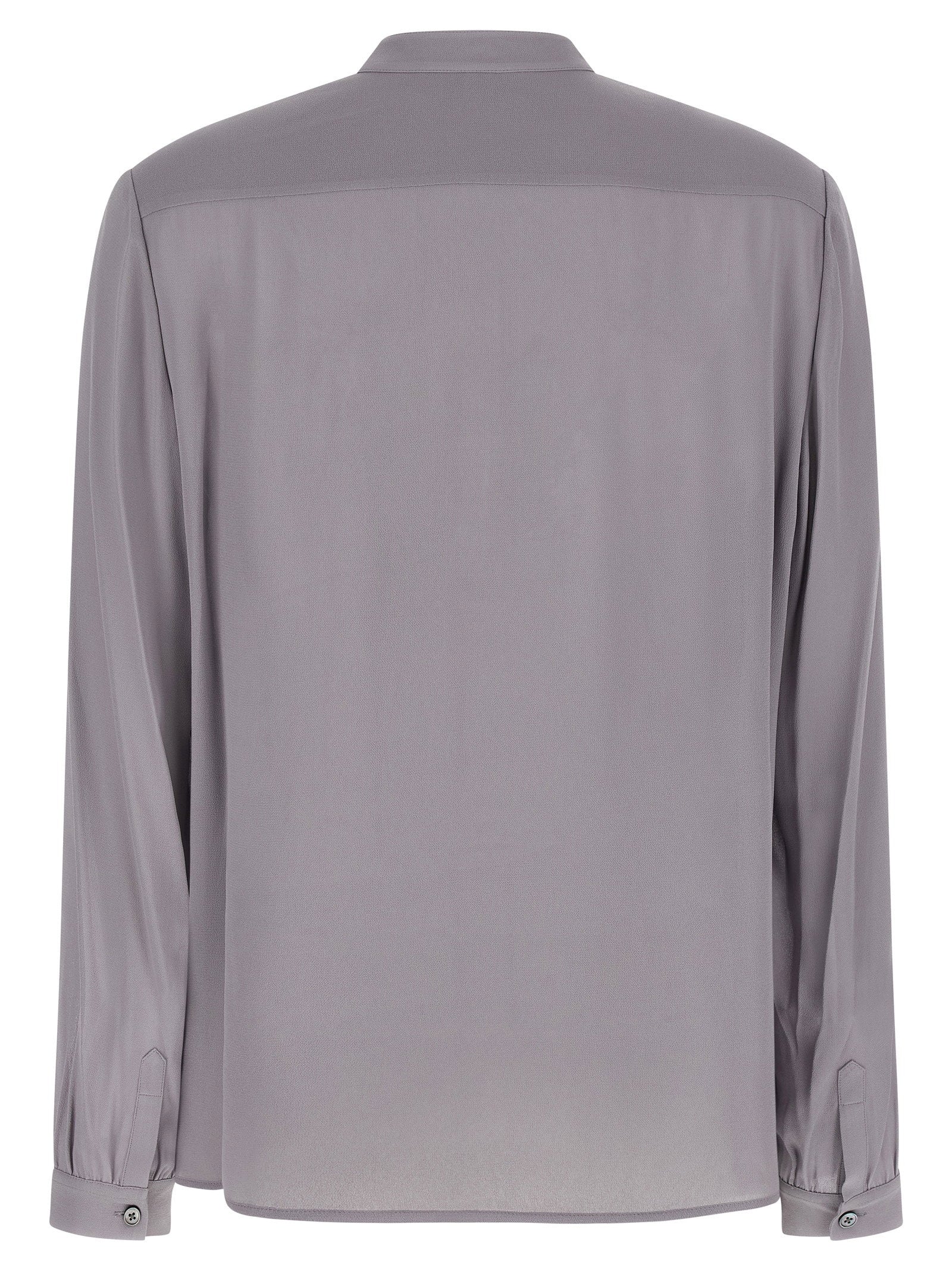 Tory Burch Georgette Bow Blouse Gray