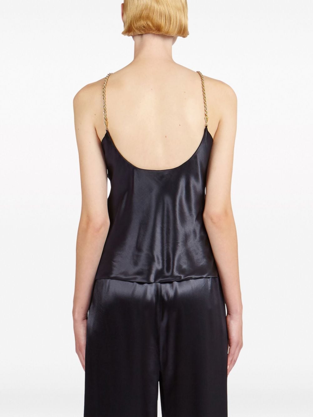 Ferragamo Satin Top With Bijoux Straps Black