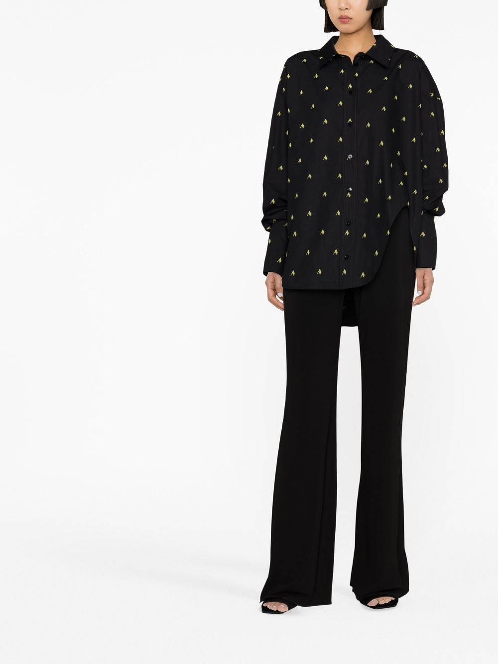The Attico Diana Oversized Logo-Print Shirt Black