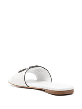 Tory Burch Logo-Embossed Calf Leather Slides White