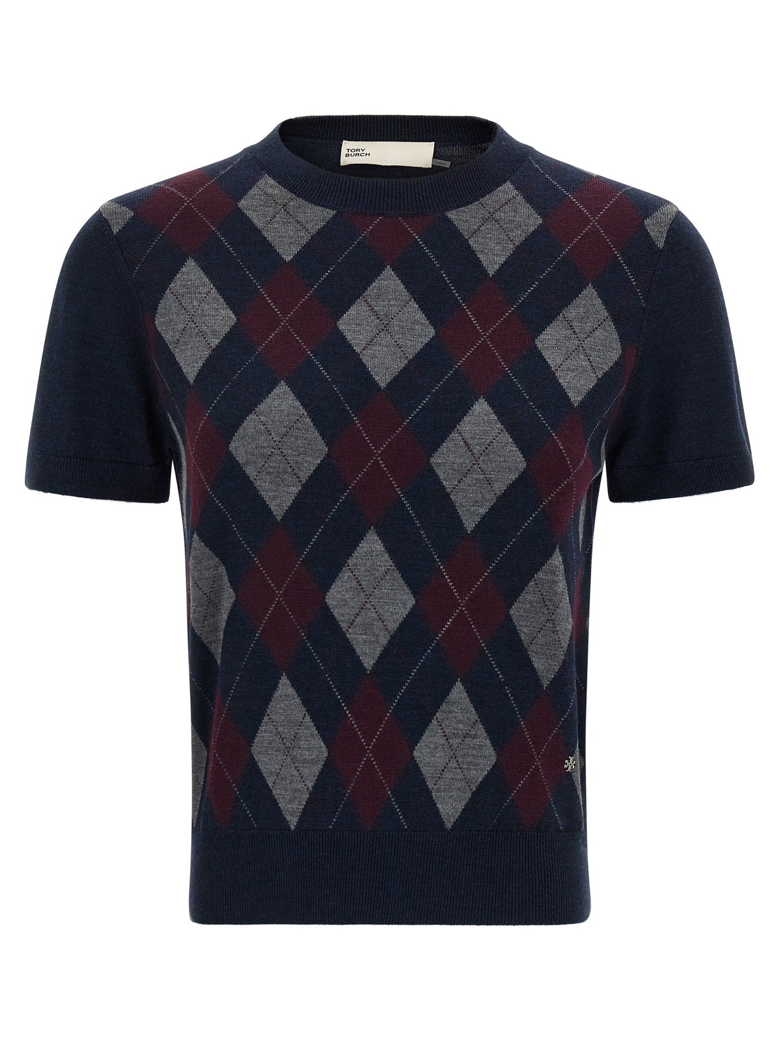 Tory Burch Argyle Sweater Blue
