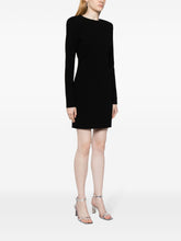 Victoria Beckham Stretch-Crepe Virgin Wool Dress with Shoulder Pads Black