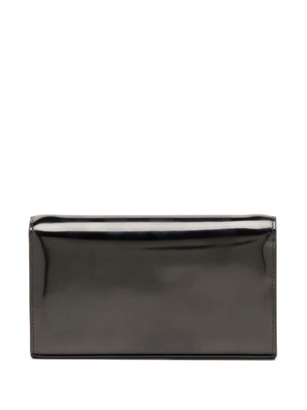 Diesel 1DR Black Calf Leather Wallet on Chain with Waist Strap Black