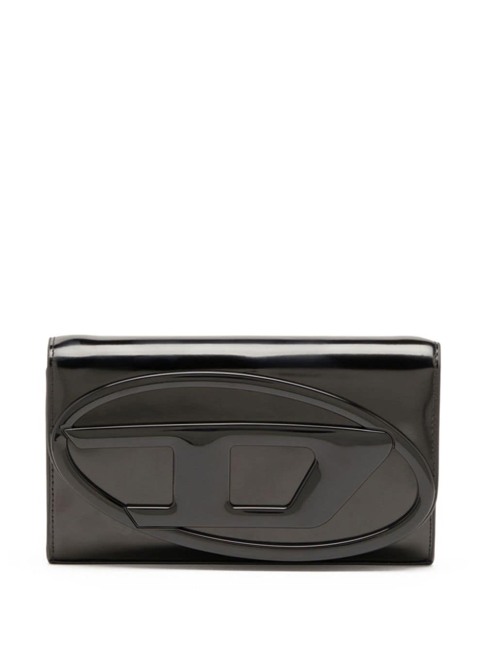 Diesel 1DR Black Calf Leather Wallet on Chain with Waist Strap Black